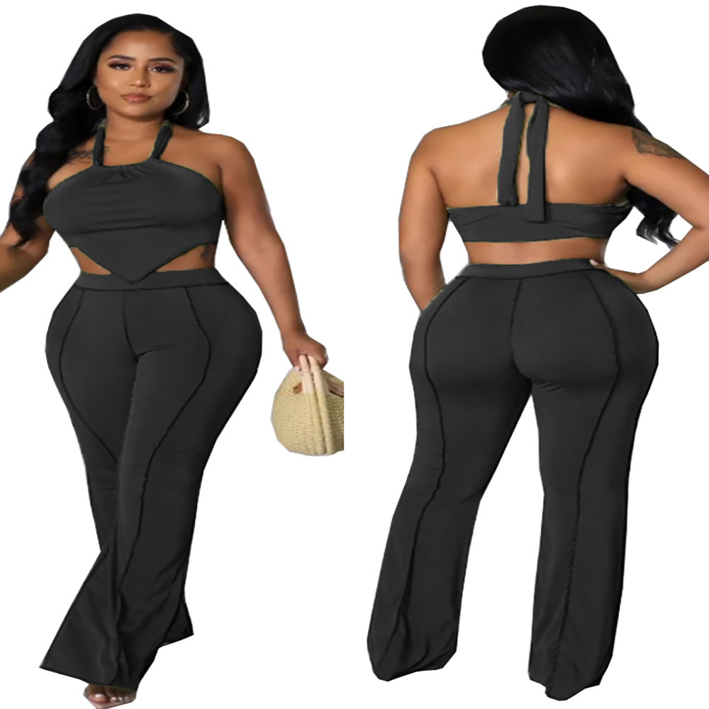 new european and american style women's foreign trade  nightclub sexy irregular strappy off-shoulder top and skirt set