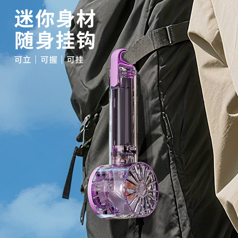 transparent cooling handheld fan for home office desktop usb fan outdoor portable hiking buckle fan