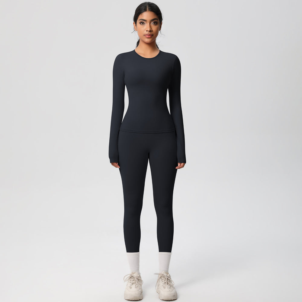 European and american brushed nylon tight-fitting yoga set - casual, quick-drying fitness apparel for women's outdoor running and sports