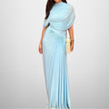 cross-border e-commerce women's fashion: european and american summer new arrivals - stylish solid color, cinched waist, pleated elegant evening gown dress