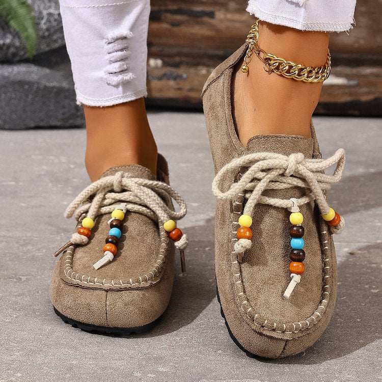 Exportretro beaded baotou boken half slippers for women new arrival slip-on plus sizethick sole mules wholesale