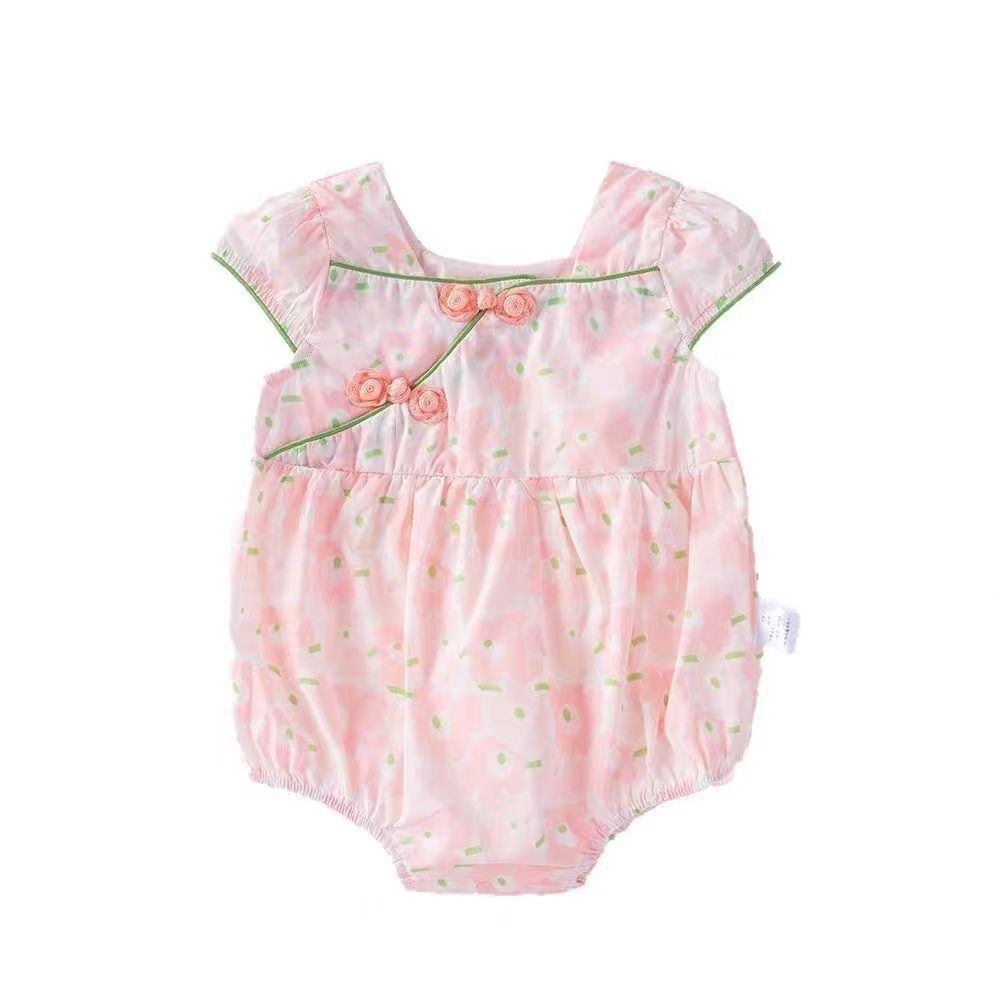 Summergirlnew arrivalflorals short-sleeved butt-covering korean stylenew arrivalbaby girl cute stylekids summer clothing rompers