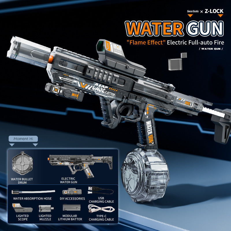 new arrival electric water gun flash linkage fully automatic burst kidssummer boys water shooting water gun