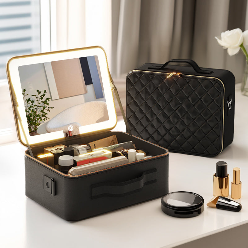 "OBOX" 2025 new cosmetic bag women with mirror with lamp skin care products beauty commuter storage hanging suitcase