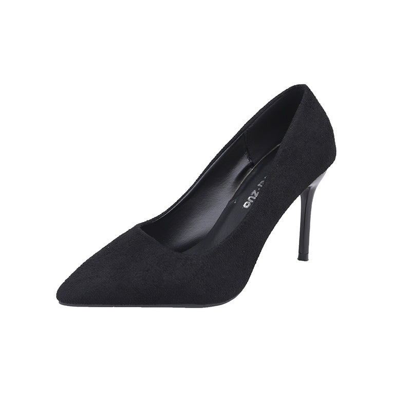 High heels for women 2025new arrivalpopular suede fashioneasiest for matchautum women's shoes k-style banquet stiletto pointed toe flats