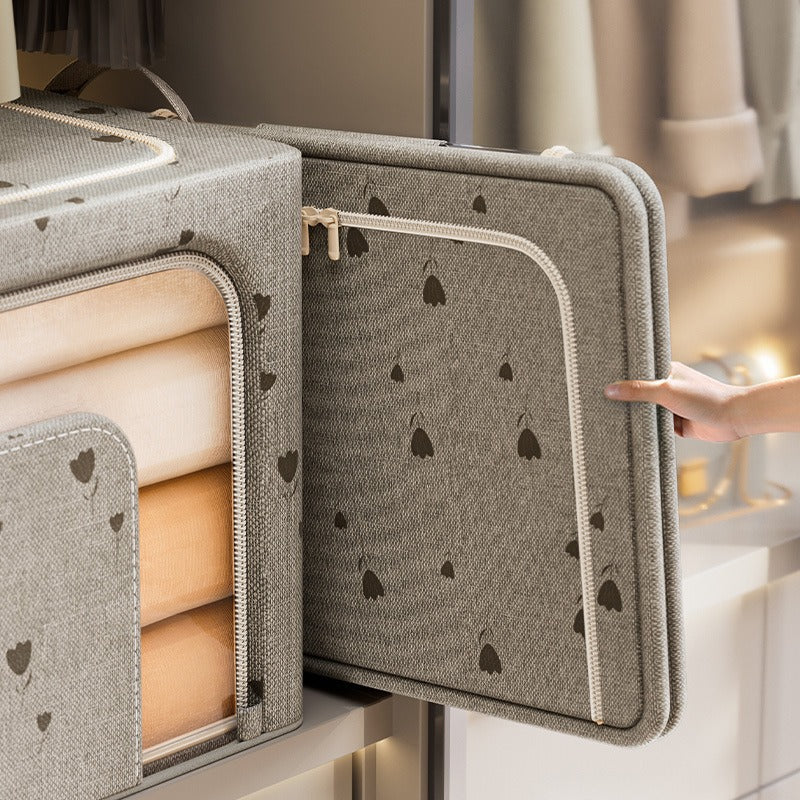 Clothing storage box, polyester and cotton U-shaped window, locker, large-capacity steel frame, household wardrobe, clothing quilt, moving and finishing