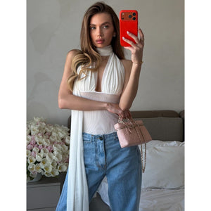 women's clothing  summer new sexy hot girl solid color slim-fit halter neck sleeveless bodysuit