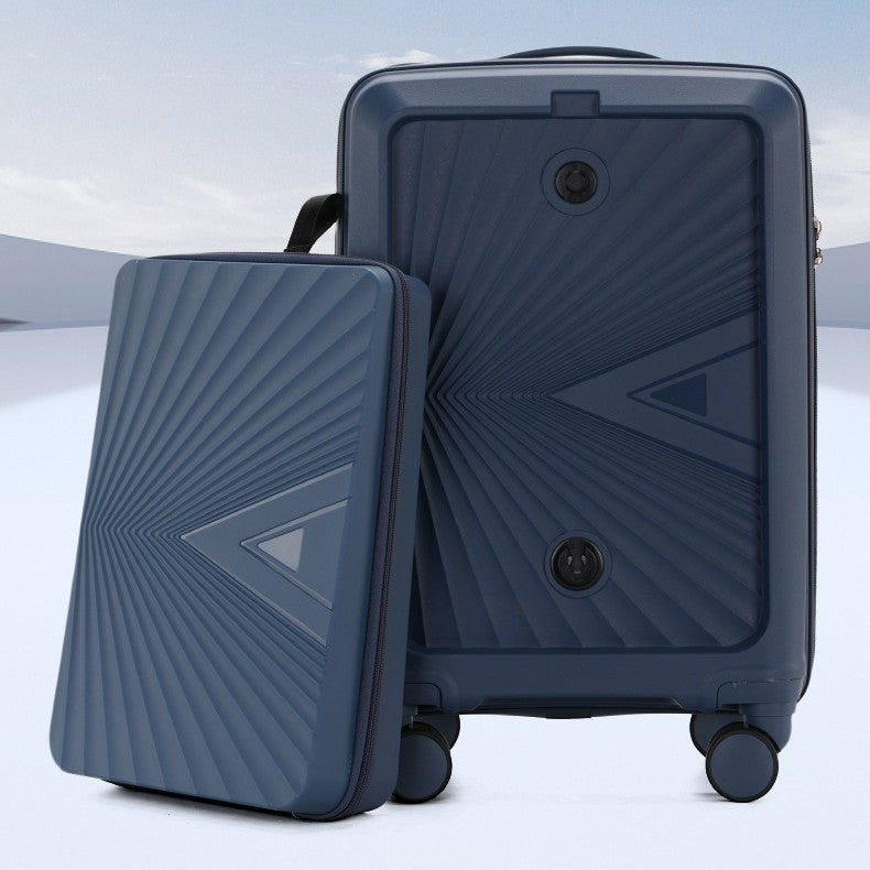 PP zipper box  set three sets of four trolley case sinking handle sinking lock color scheme explosion-proof rag factory wholesale