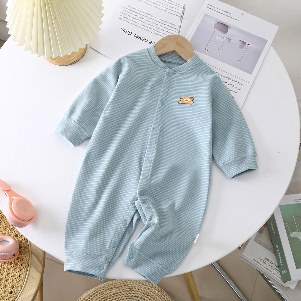 Newborn baby german velvet romper - striped bodysuit, seamless crawling suit, autumn/winter warm sleepwear for infants