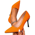 Women's orange high heels fashion women's super high heels pointed toe sexy all year round high heels women's shoes mules women's shoes