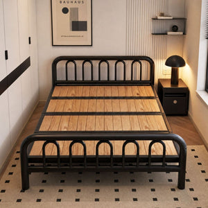 Folding bed - simple, home-use, adult single bed - perfect for rentals, offices, nap time, dorms - iron frame bed