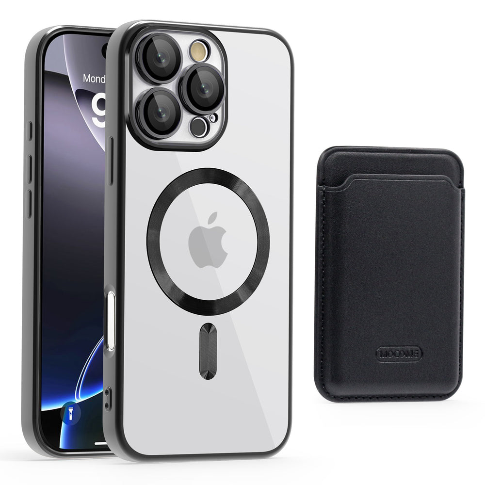 Golden shield cd pattern magnetic case + card holder compatible with iphone 16 phone case apple 15 pro max anti-drop protective cover - cross-border