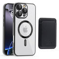 Golden shield cd pattern magnetic case + card holder compatible with iphone 16 phone case apple 15 pro max anti-drop protective cover - cross-border