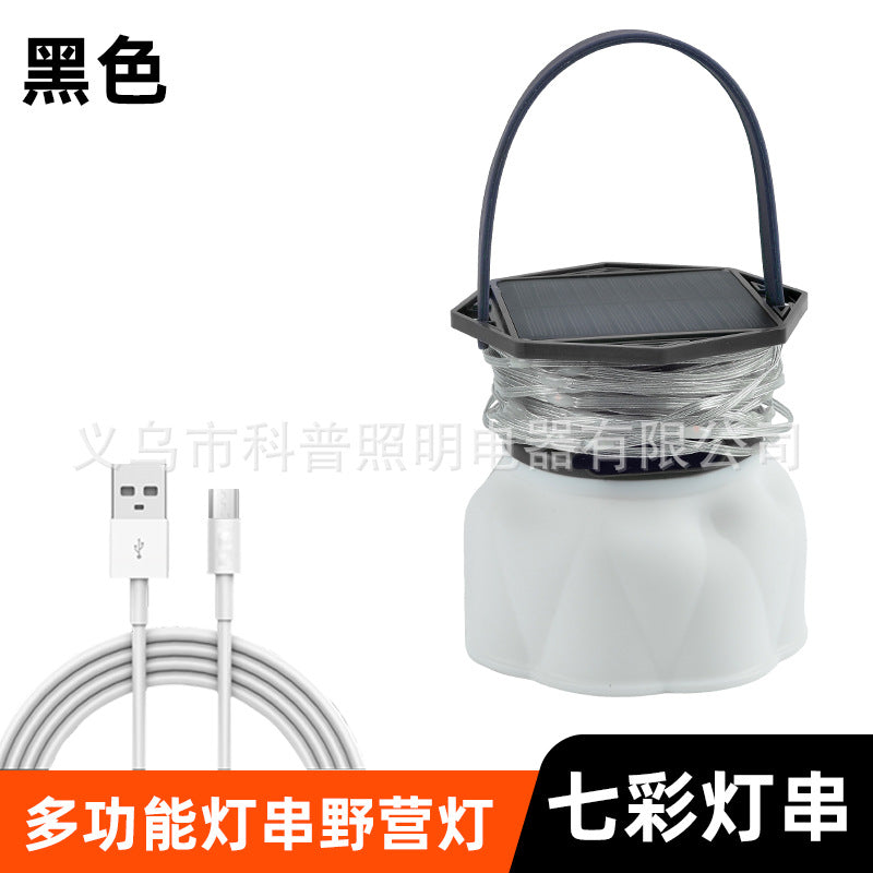 Cross-border new solar outdoor lighting camping light tape measure storage LED camping light string tent emergency atmosphere