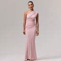 Amazon us & europe women's clothing  summer new fashion solid color elegant one-shoulder sexy slim-fit dress wholesale