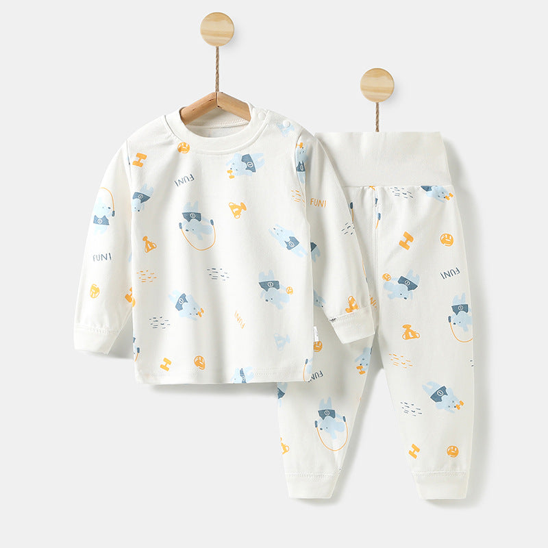 Wholesale baby high-waisted thermal underwear set, newborn bodysuit, 0-3 years old kids' clothes, boys' and girls' thermal underwear