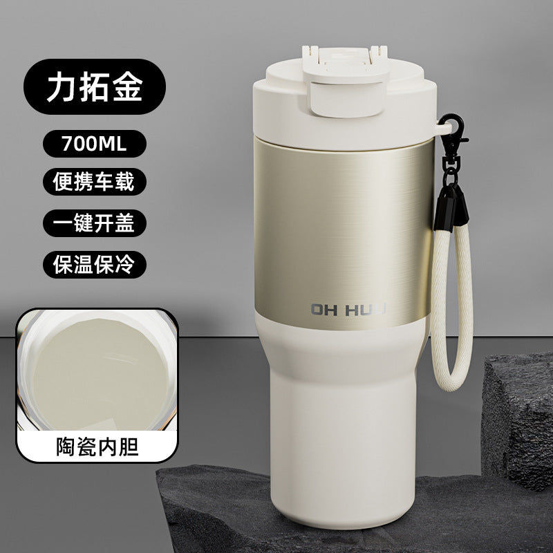 316 big mac thermos cup large capacity water cup cold ice cup stainless steel liner double drinking straw cup personalized
