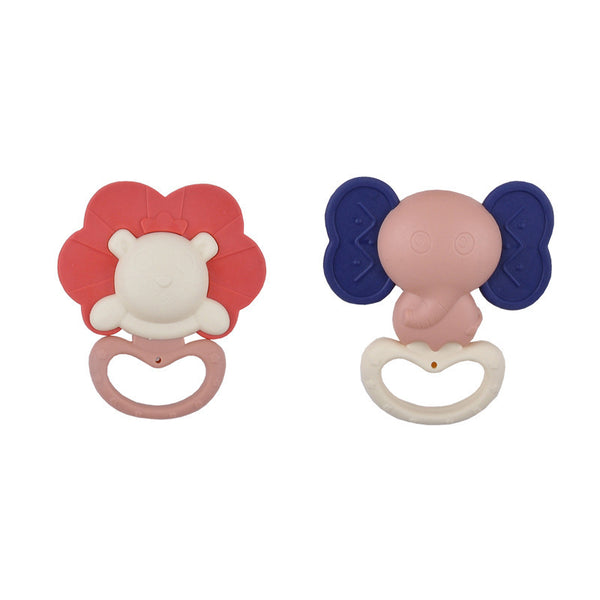 Cross-border export  baby animal cognition hand rattle toy can bite teething glue toddlers 0-3 to 6 months
