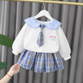 Baby girl spring/autumn outfit set - stylish korean fashion dress and pants set for toddlers