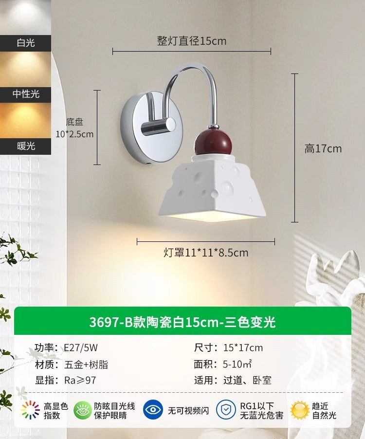 Wall lamp bedroom bedside new cream wind modern simple living room background decorative light aisle lighting fixture 1