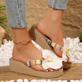 plus size slippers women's summer popularfashionthick sole flower flip-flops outwearnon-slip sandals seaside beach shoes