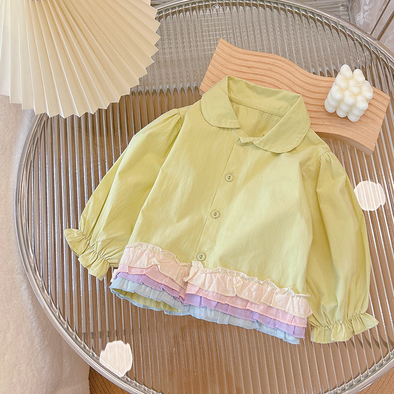new cotton blouse - stylish and trendy spring/autumn shirt for baby girls and toddlers - lapel collar, perfect as a base layer or outerwear