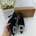 Za new 2024 pointed toe peep-toe high heels women's low-cut pumps ladies' water brick square buckle slingback fashion mules