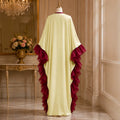 African plus size loose lapel batwing sleeve dress - tiered ruffle hem party bubu gown