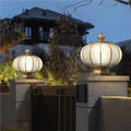 Outdoor waterproof solar post cap lights - all-copper round ball courtyard gate pillar lights for villas and gates