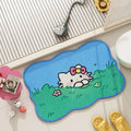 Fresh green bathroom absorbent floor mat cute kitty bathroom non-slip mat quick-drying foot mat bathroom carpet