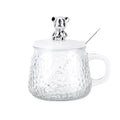 Dropshipping & free shipping: trendy bear glass cup with lid and handle - instagrammable, high-style, cute home water cup