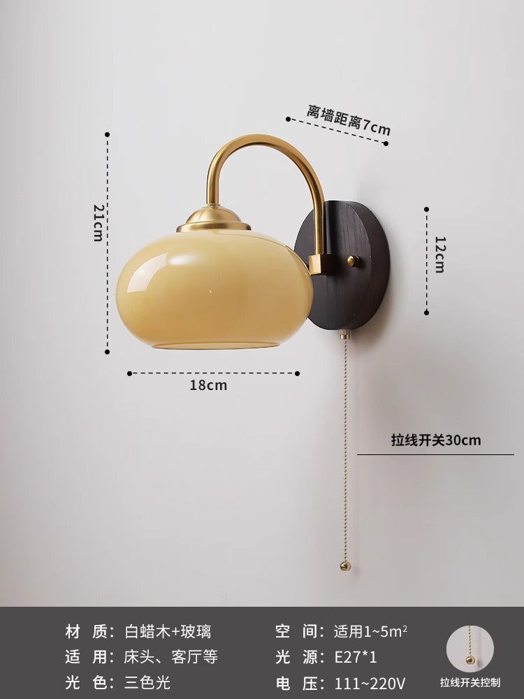 Wabi Sand cream wind antique vintage bedroom bedside wall lamp retro balcony aisle corridor background wall lamp