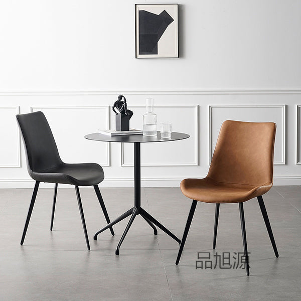 Nordic industrial leather dining chair home modern minimalist Internet celebrity retro wrought iron chair restaurant casual cafe chair