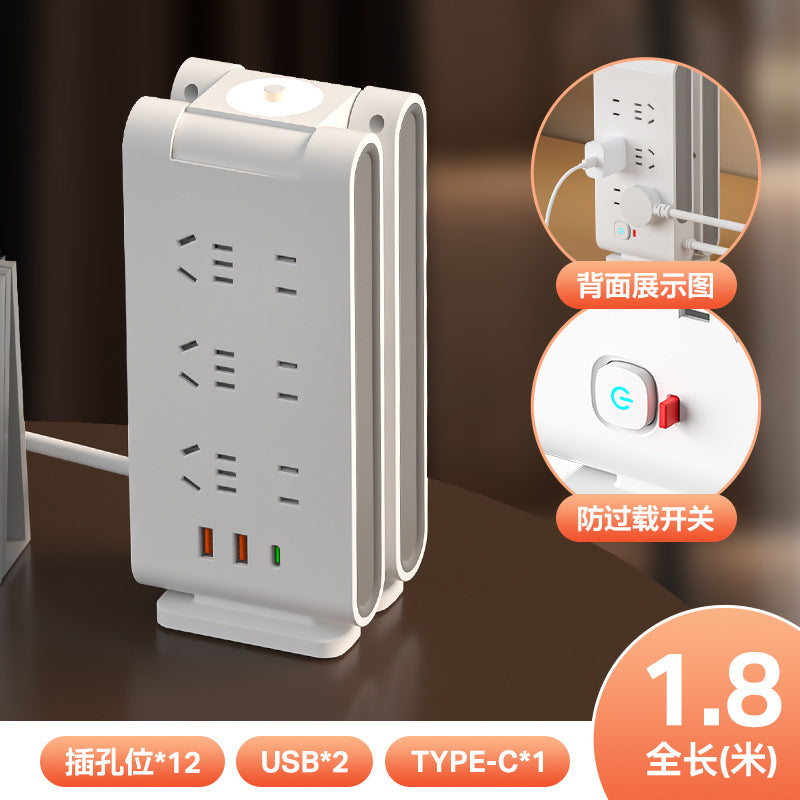 Multi-functional power strip with long cord, home power strip with multiple outlets, usb socket power strip, extension cord with night light