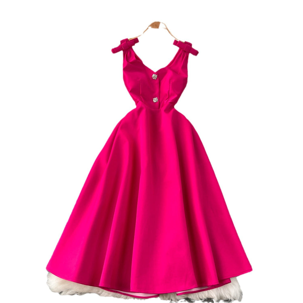 Accessible luxury celebrity banquet classy palace style dress elegantv neck waist slimming look classy exquisite dress