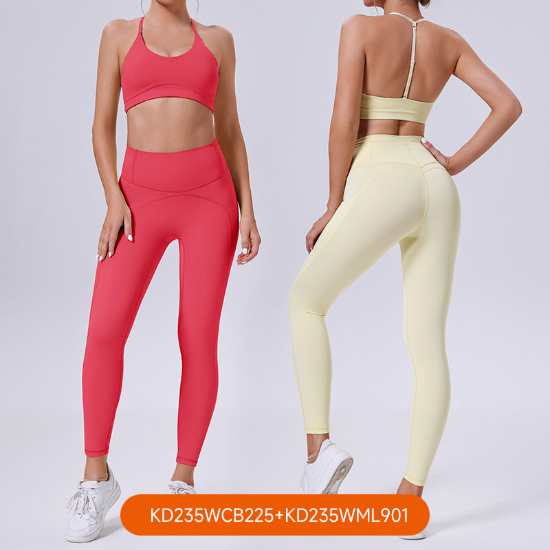 Autumn new eco-friendly biodegradable activewear yoga set - slimming, beautiful back, women's fitness top and bottom set