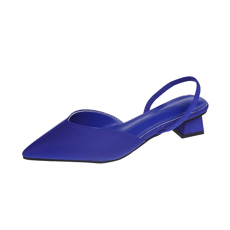 Baotou sandals for women 2024new arrivalsummercasual pointed toe square heel sandals for women high heels thin strap fashion women's flats