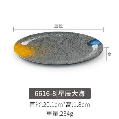 Melamine plate japanese plastic barbecue plate imitation porcelain round flat plate barbecue plate restaurant hot pot tableware dish plate commercial