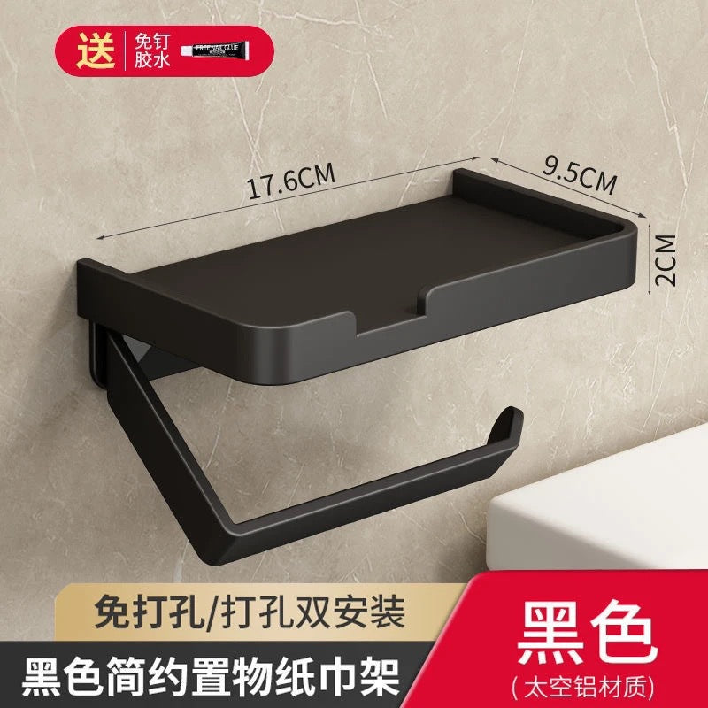 Bathroom tissue box wall-mounted toilet paper holder, punch-free waterproof toilet paper dispenser, restroom roll paper holder