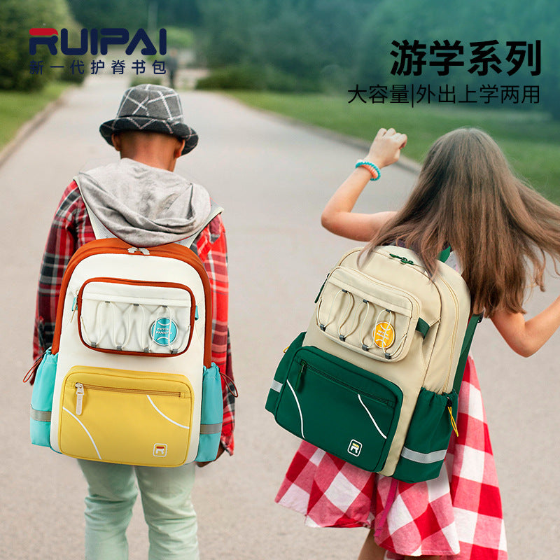 Rui brand spine protection reduces the burden of student schoolbags in large capacity, college students schoolbags go out to study, schoolbags, backpacks