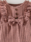 new product baby and children's fashion style thickened brushed knitting ruffles one-piece + socks + headscarf three sets