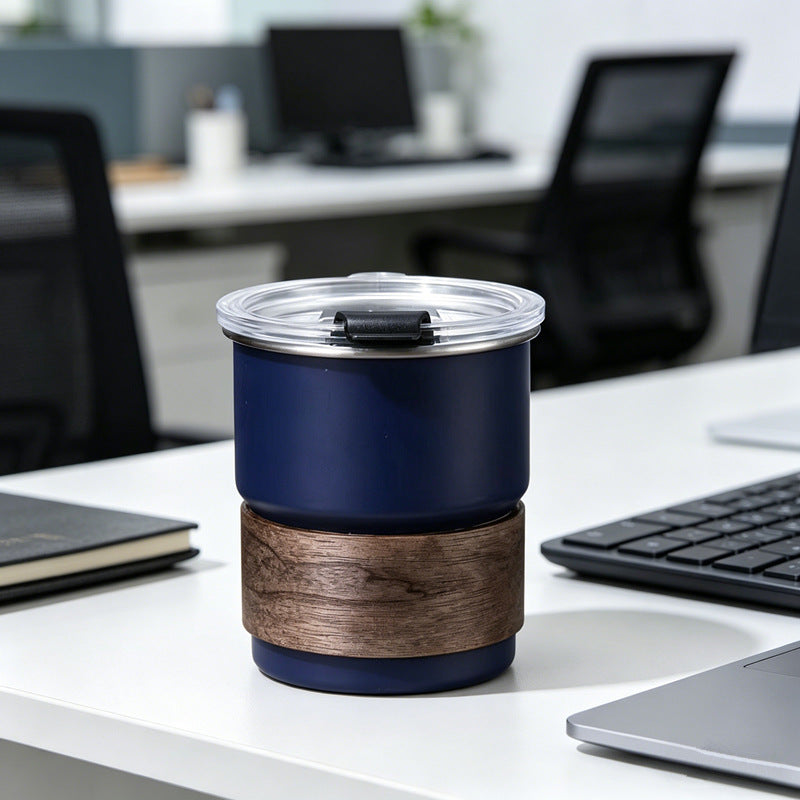 Coffee cup 304 stainless steel water cup portable camping style ins style cup mug american style with lid straw cup