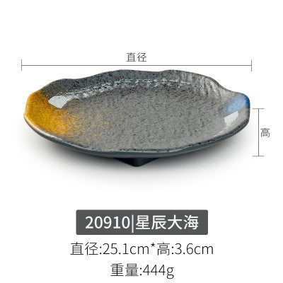 Melamine plate japanese plastic barbecue plate imitation porcelain round flat plate barbecue plate restaurant hot pot tableware dish plate commercial