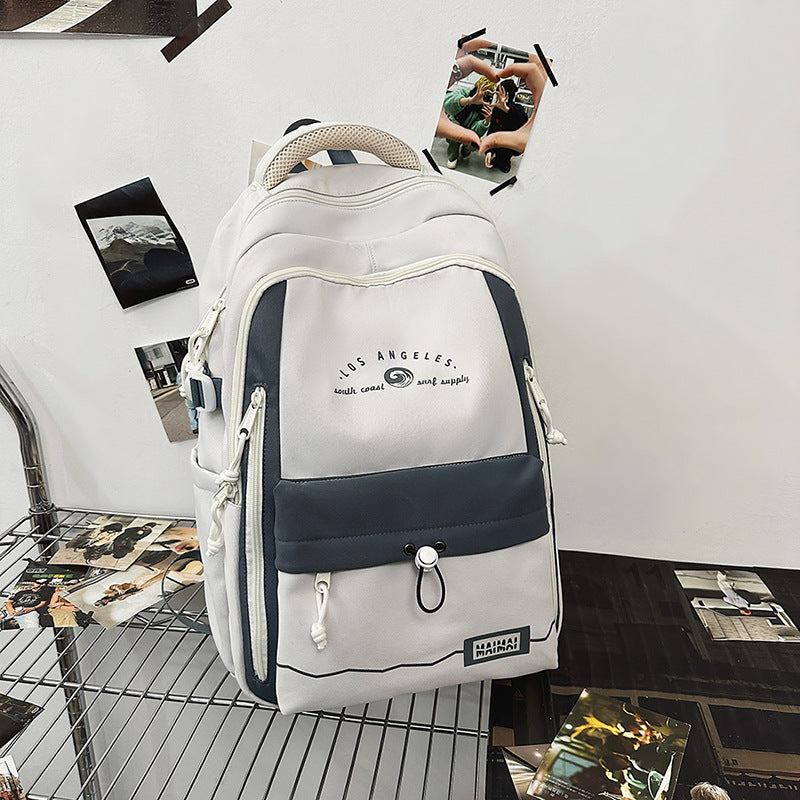 2025 new forest-inspired, high-style, large-capacity, durable, color-blocked backpack for middle and high school students, college students, and travel