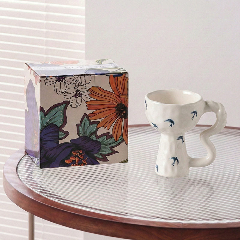 Vintage style mug irregular water cup niche mug hand-painted ceramic coffee cup creative gift handheld cup