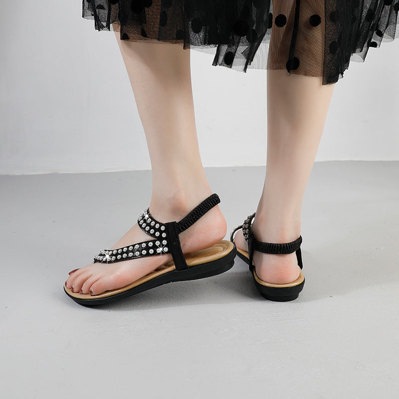 2025 summer new arrivals: bohemian cross-border sandals for women - minimalist, lightweight, casual flat sandals with wide fit and plus sizes
