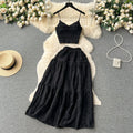 Age-reducing suit women's summer clothing new arrival sling tops shorteasiest for match large swing skirt sweettwo-piece set trendy