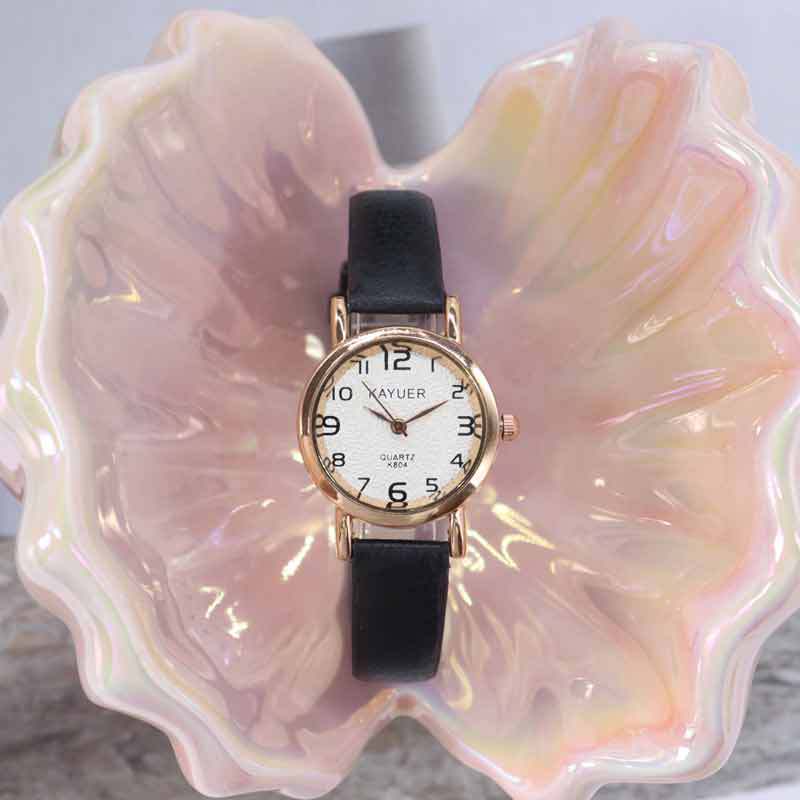 New round bathtub retro trend korean style minimalist casual dial women's watch waterproof fashion 2025