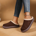 Exportplus size toe cap thick bottom fur slippers for women new arrivalfall and winterfleece-lined toe cap half slippers wholesale