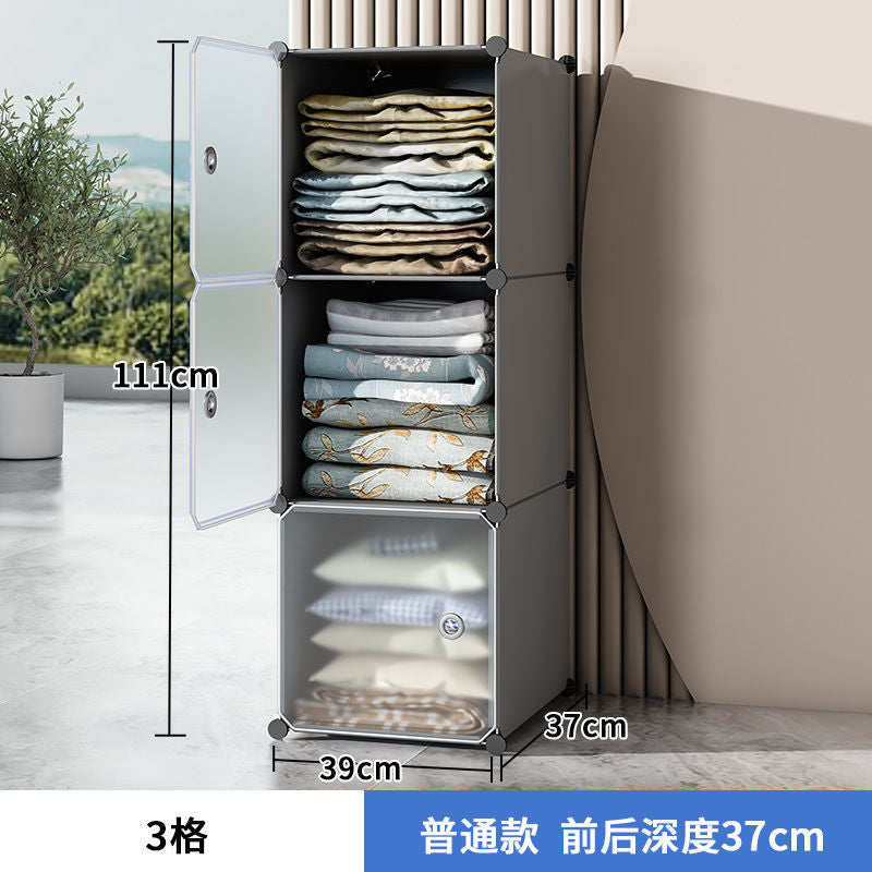Simple wardrobe storage cabinet assembly - bedroom, rental, dormitory use - small storage cabinet